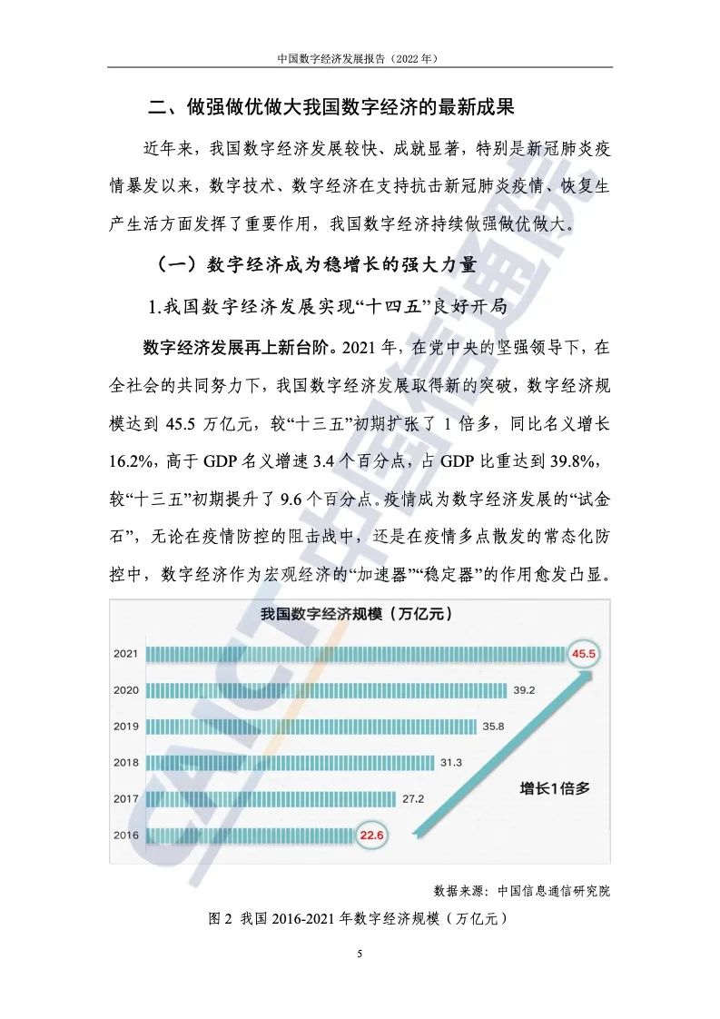 中國信通院：2022年中國數字經濟發展報告